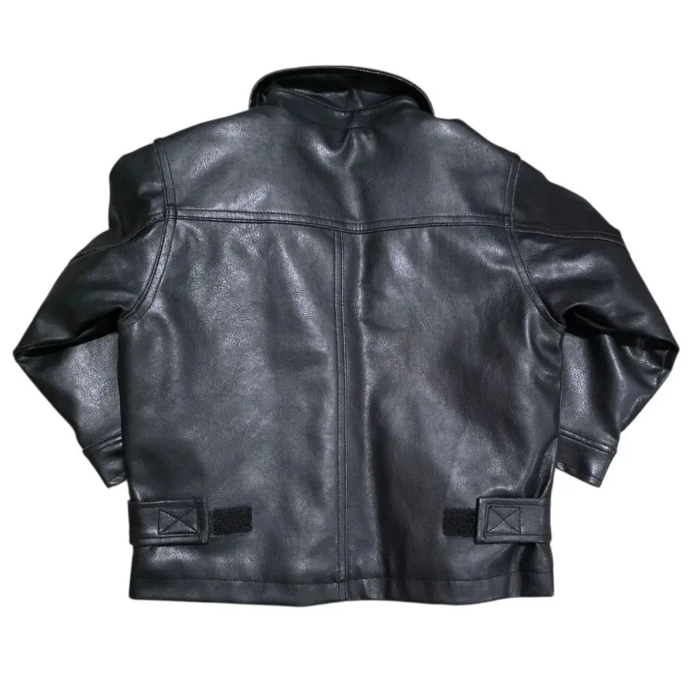 Children Black Faux Leather Jacket 2T By Whispering Smith